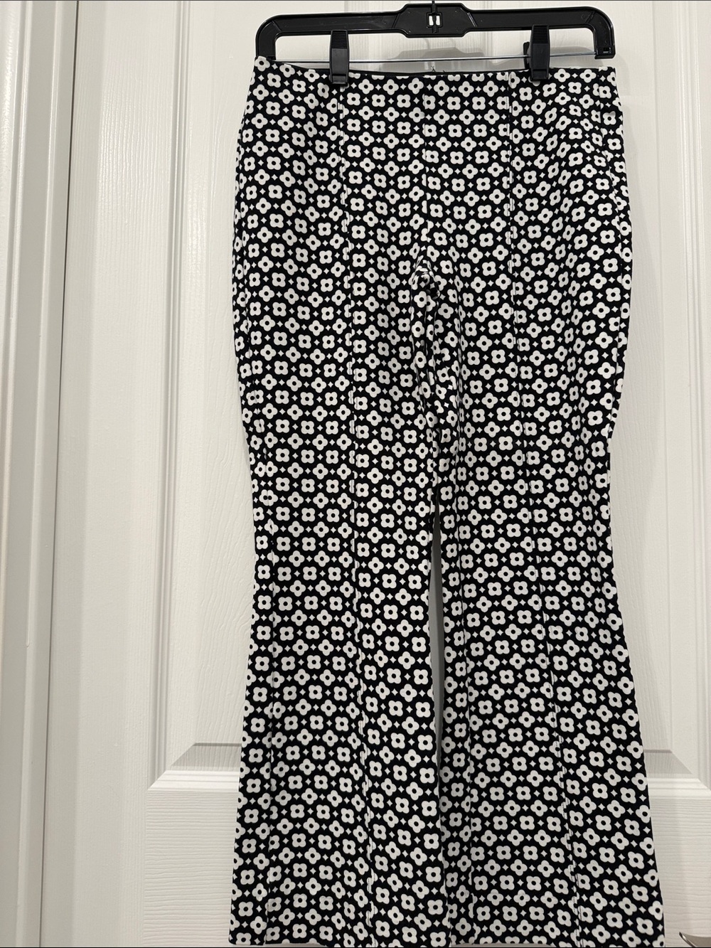 Maeve Black and White Floral Boot-Cut Pants
